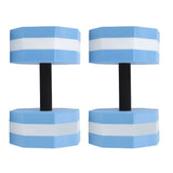 2Pcs High Density EVA Foam Dumbbell Set Aquatic Exercise Dumbbells for Men Women Indoor Swimming Pools Aerobic Fitness Rehabilitation Training Diamond Shaped Blue White Blue - Extra Image