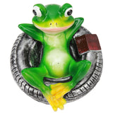 Frog Pond Ornaments Resin Colorfast Easy Float Water Floating Frog Garden Statue for Home Garden Yard Frog Lying On Tire - Front View