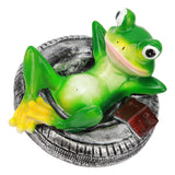 Frog Pond Ornaments Resin Colorfast Easy Float Water Floating Frog Garden Statue for Home Garden Yard Frog Lying On Tire
