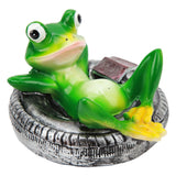 Frog Pond Ornaments Resin Colorfast Easy Float Water Floating Frog Garden Statue for Home Garden Yard Frog Lying On Tire