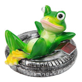 Frog Pond Ornaments Resin Colorfast Easy Float Water Floating Frog Garden Statue for Home Garden Yard Frog Lying On Tire - Close-Up Angle