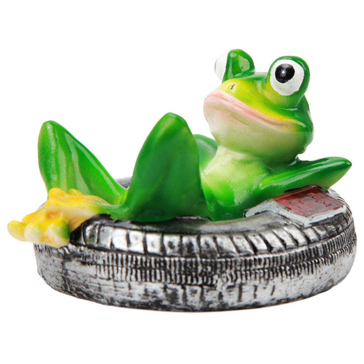Frog Pond Ornaments Resin Colorfast Easy Float Water Floating Frog Garden Statue for Home Garden Yard Frog Lying On Tire