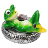 Frog Pond Ornaments Resin Colorfast Easy Float Water Floating Frog Garden Statue for Home Garden Yard Frog Lying On Tire - Extra Image