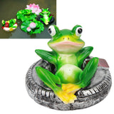 Frog Pond Ornaments Resin Colorfast Easy Float Water Floating Frog Garden Statue for Home Garden Yard Frog Lying On Tire - Extra Image