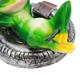 Frog Pond Ornaments Resin Colorfast Easy Float Water Floating Frog Garden Statue for Home Garden Yard Frog Lying On Tire