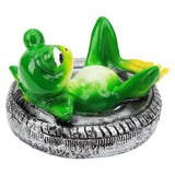 Frog Pond Ornaments Resin Colorfast Easy Float Water Floating Frog Garden Statue for Home Garden Yard Frog Lying On Tire - Extra Image