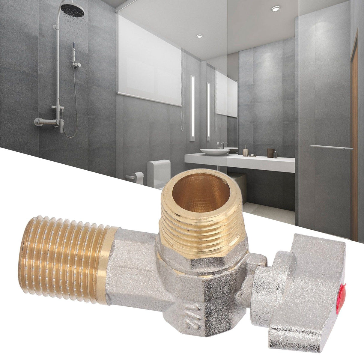 G1/2 Thread Brass Triangle Valve Large Flow Cold Hot Water Angle Stop Valve for Kitchen Bathroom Red