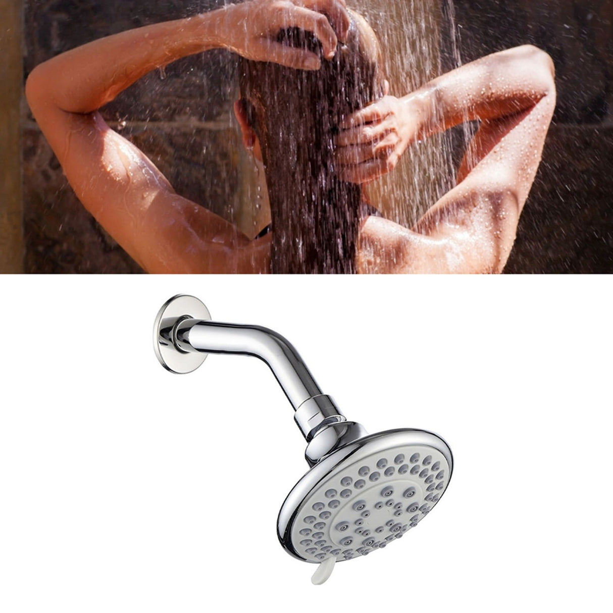 4 Inch Shower Head Plastic Round Wall Mounted Rain Showerhead for Bathroom Shower Accessories