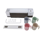 Toothbrush Cup Holder Multifunction Wall Mounted with Toothpaste Dispenser Towel Hook Toothbrush Hanger Rack for Home With 4 Cups