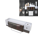 Toothbrush Cup Holder Multifunction Wall Mounted with Toothpaste Dispenser Towel Hook Toothbrush Hanger Rack for Home With 4 Cups