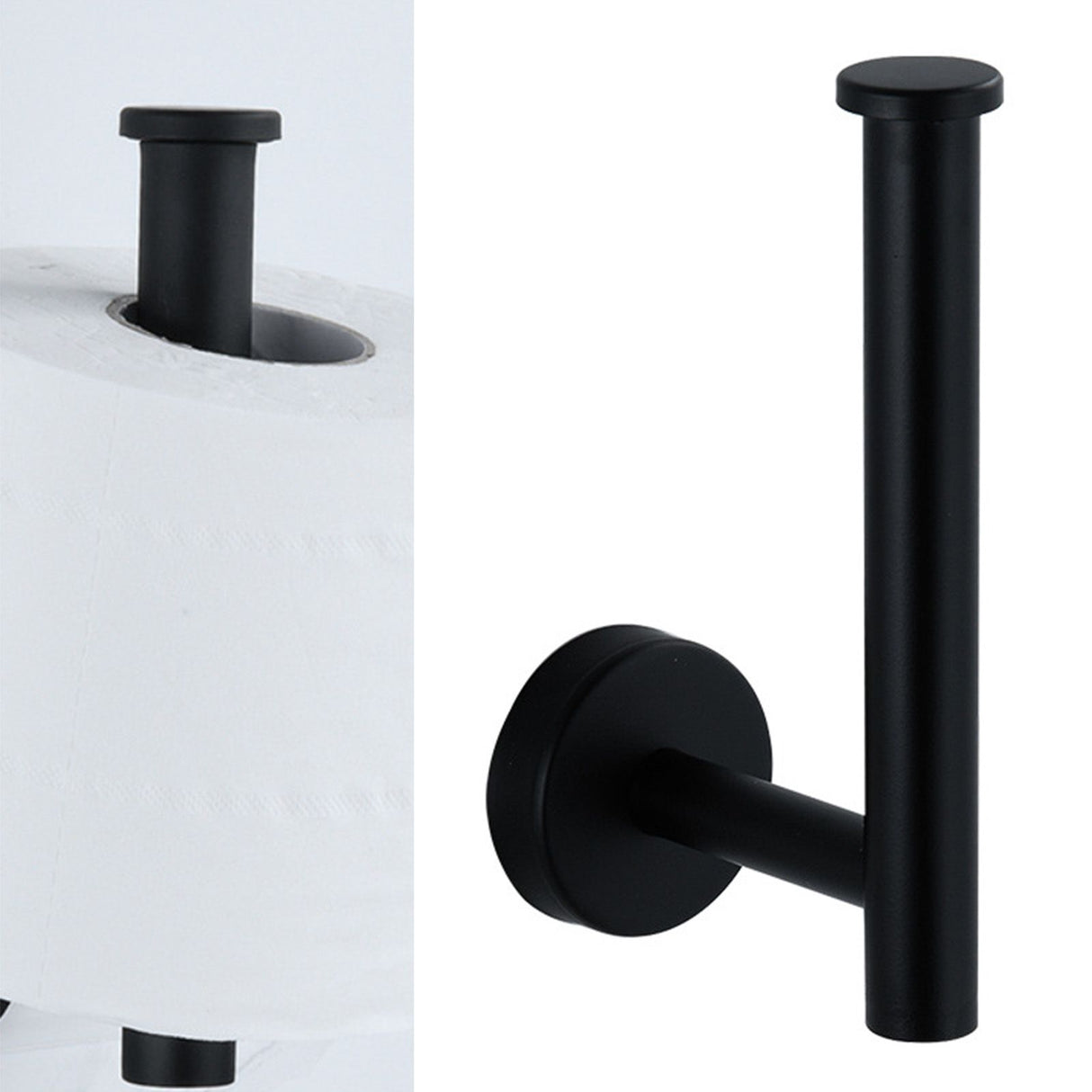 Paper Towel Holder Stainless Steel Black Matte Cylindrical Paper Towel Hanging Shelf for Home
