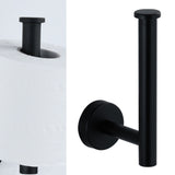 Paper Towel Holder Stainless Steel Black Matte Cylindrical Paper Towel Hanging Shelf for Home