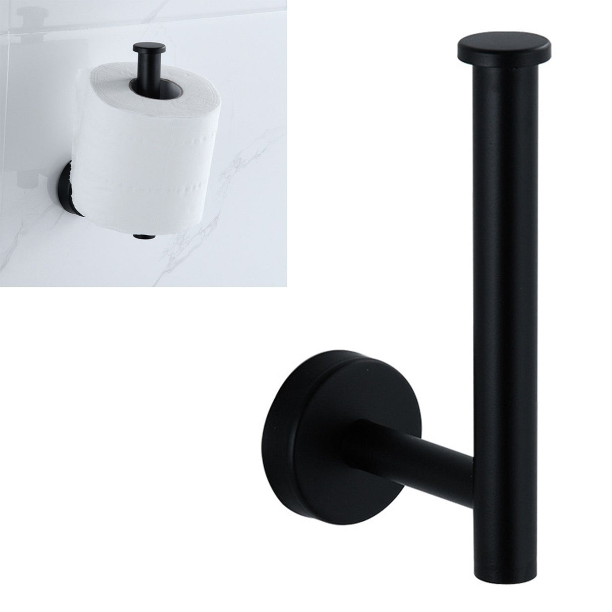 Paper Towel Holder Stainless Steel Black Matte Cylindrical Paper Towel Hanging Shelf for Home