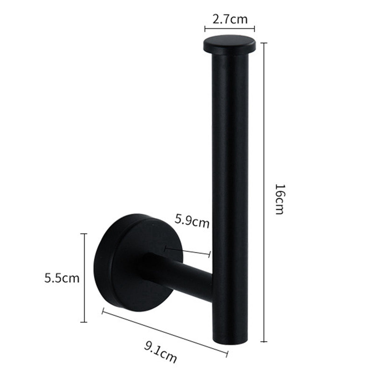 Paper Towel Holder Stainless Steel Black Matte Cylindrical Paper Towel Hanging Shelf for Home