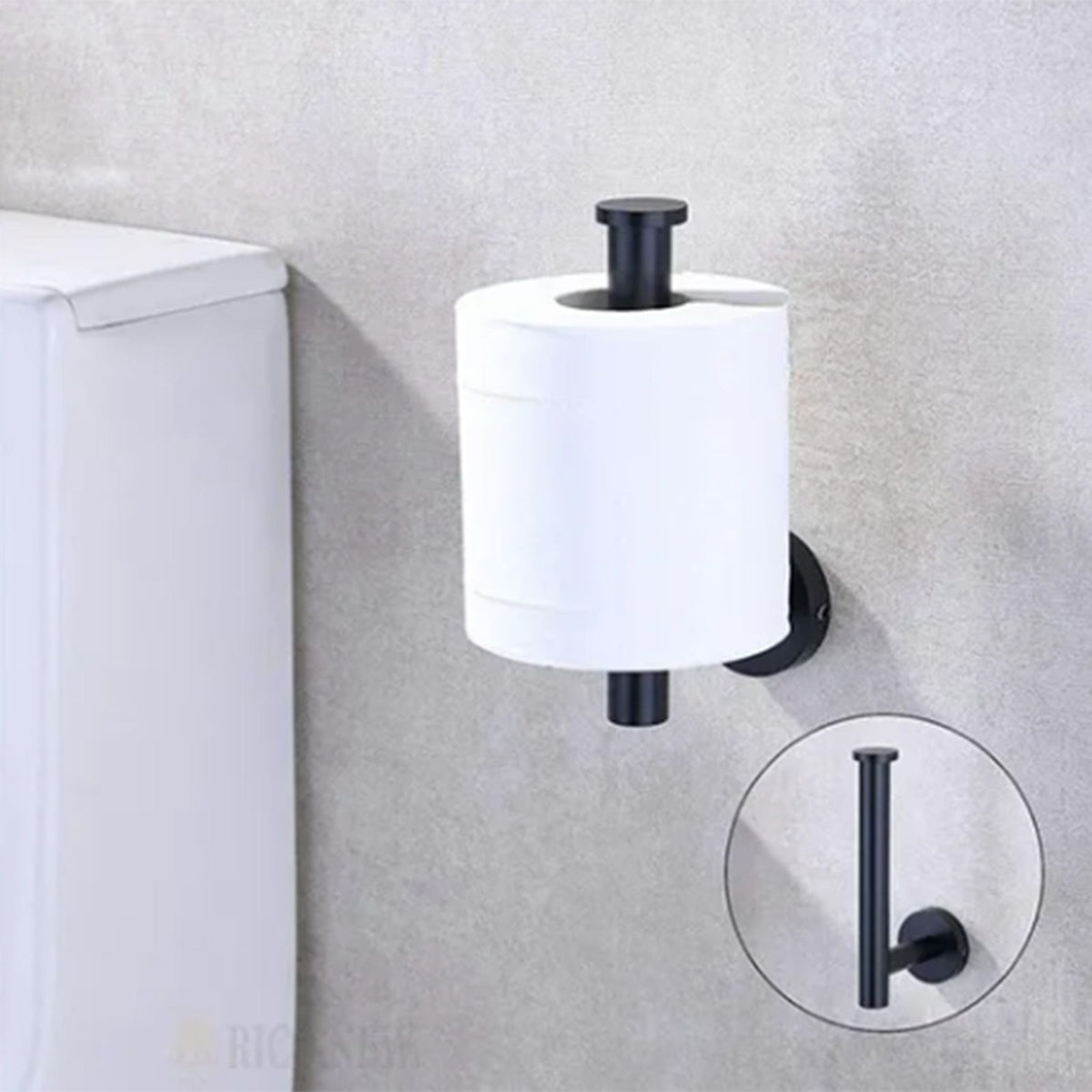 Paper Towel Holder Stainless Steel Black Matte Cylindrical Paper Towel Hanging Shelf for Home