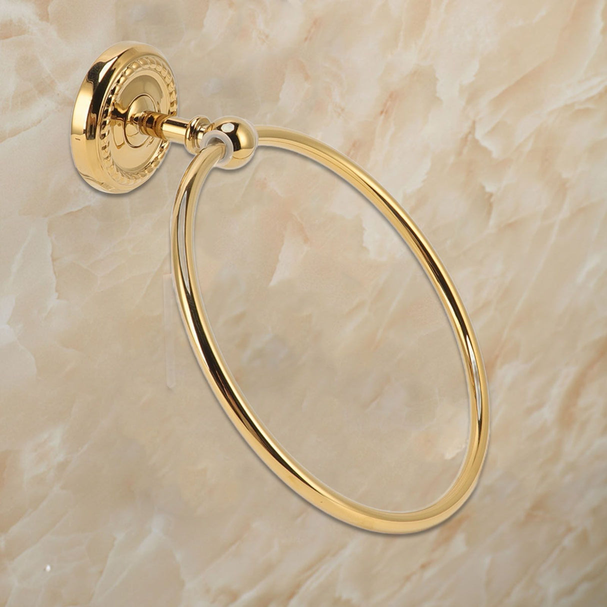 Towel Ring Golden Wall Mounted Glossy Hand Feel Decorative Copper Stainless Steel Bathroom Towel Ring