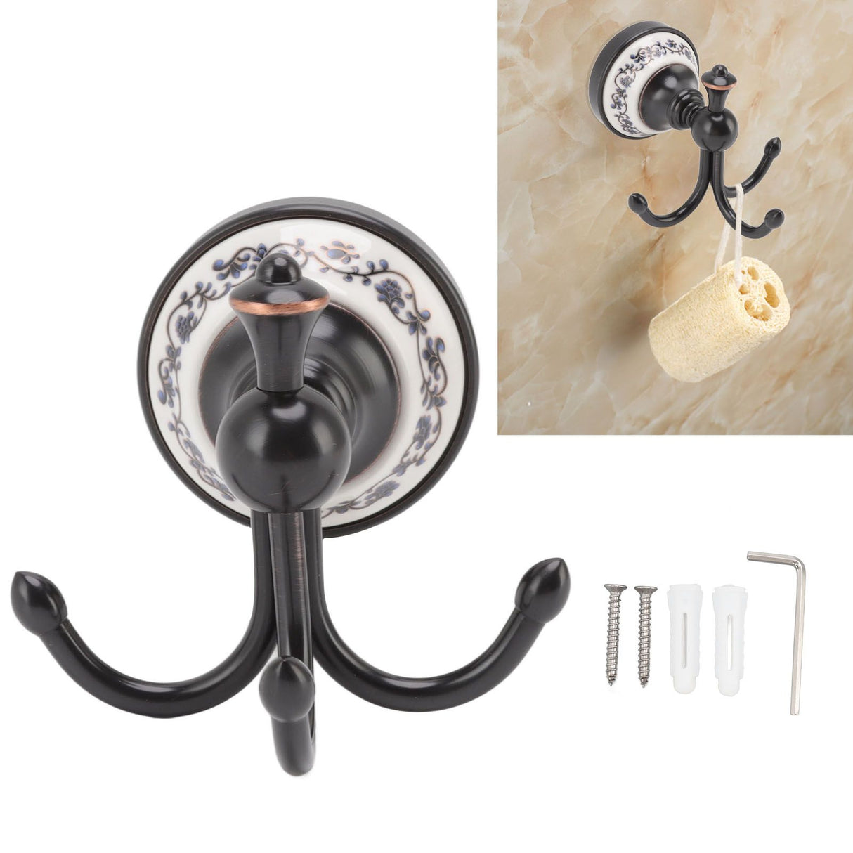 Wall Mounted Coat Hook 3 Prong Retro Look Corrosion Resistance Hanging Towel Hook for Bathroom Bedroom