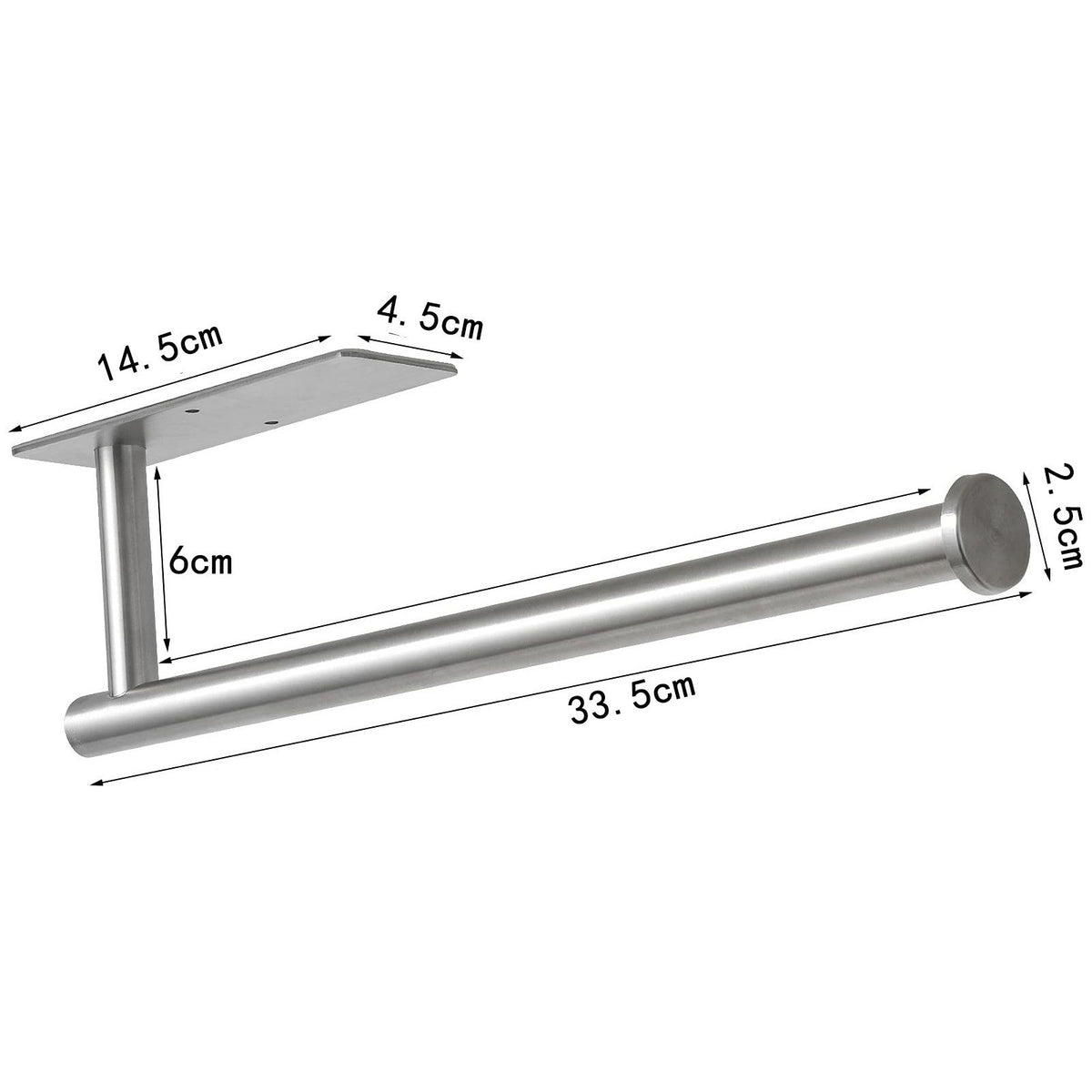 Paper Towel Holder 304 Stainless Steel Space Saving Decorative Practical Waterproof Hanging Paper Towels Rolls Holder for Home Quadrate Bottom Long Silvery