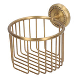 Hollow Out Toilet Paper Holder Antique Rust Proof Wall Mounted Tissue Roll Basket Rack for Bathroom - Front View