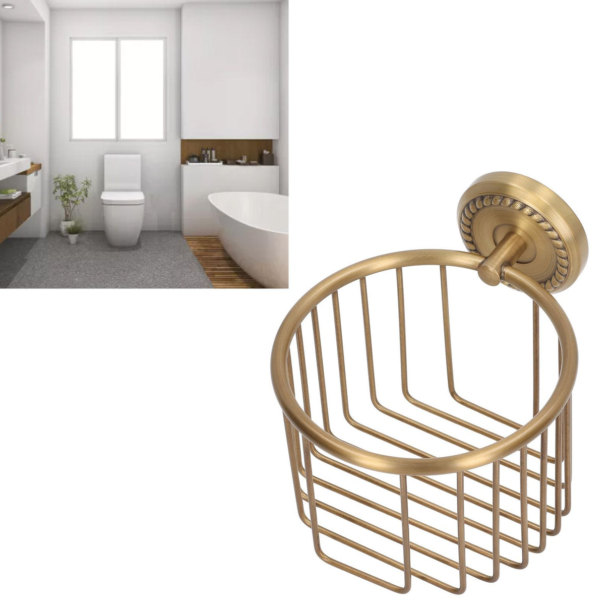 Hollow Out Toilet Paper Holder Antique Rust Proof Wall Mounted Tissue Roll Basket Rack for Bathroom