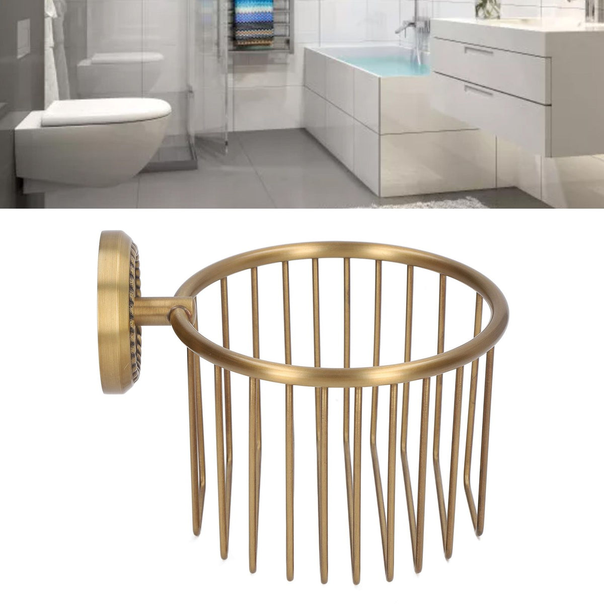 Hollow Out Toilet Paper Holder Antique Rust Proof Wall Mounted Tissue Roll Basket Rack for Bathroom