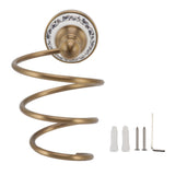 Brass Hair Dryer Holder Antique Retro Hairdryer Hanging Rack for Bath Storage Accessories