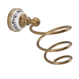 Brass Hair Dryer Holder Antique Retro Hairdryer Hanging Rack for Bath Storage Accessories - Low Angle