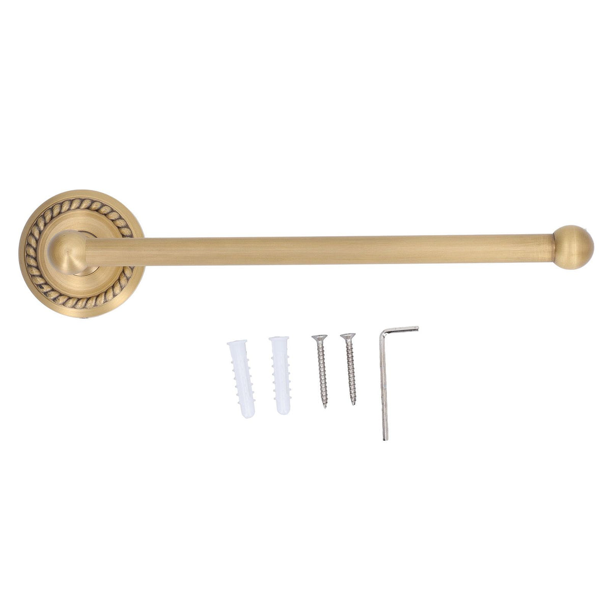 Bathroom Towel Rack Vintage Copper Single Rod Twisted Pattern Towel Bar for Hotel Home Kitchen