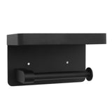Toilet Paper Holder with Shelf Stainless Steel Minimalist Style Wall Mounted Waterproof Toilet Paper Roll Holder for Bathroom K9 Hem Black
