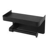 Toilet Paper Holder with Shelf Stainless Steel Minimalist Style Wall Mounted Waterproof Toilet Paper Roll Holder for Bathroom K9 Hem Black