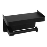 Toilet Paper Holder with Shelf Stainless Steel Minimalist Style Wall Mounted Waterproof Toilet Paper Roll Holder for Bathroom K9 Hem Black - Close-Up Angle