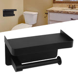 Toilet Paper Holder with Shelf Stainless Steel Minimalist Style Wall Mounted Waterproof Toilet Paper Roll Holder for Bathroom K9 Hem Black