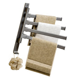 Swivel Towel Rack 4 Arms Thickened Space Aluminum 180 Degrees Rotating Bathroom Towel Holder for Home Hotel