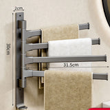 Swivel Towel Rack 4 Arms Thickened Space Aluminum 180 Degrees Rotating Bathroom Towel Holder for Home Hotel - Extra Image