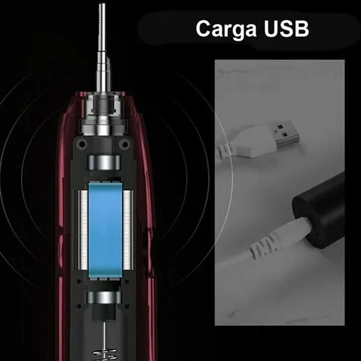Electric Toothbrush 6 Levels Mode USB Rechargeable Indicator Light IPX 7 Waterproof Portable Toothbrush for Home