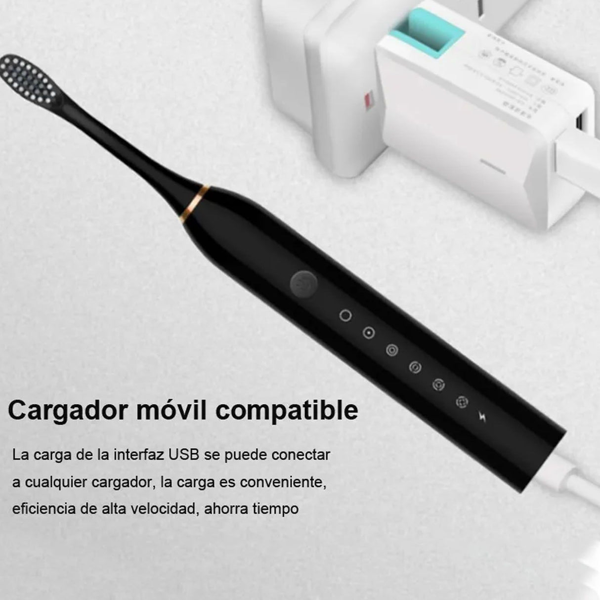 Electric Toothbrush 6 Levels Mode USB Rechargeable Indicator Light IPX 7 Waterproof Portable Toothbrush for Home