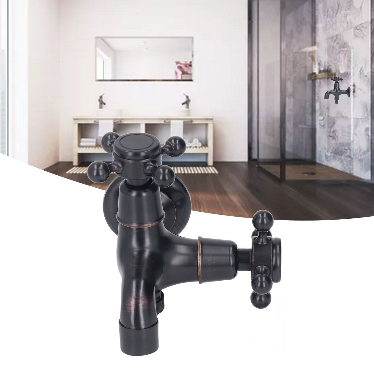 All Copper Wall Mount Faucet European Retro Cold Hot Faucet Home Toilet Basin Tap