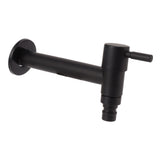 G1/2 Wall Mounted Cold Water Tap 304 Stainless Steel Single Handle Cold Faucet Bathroom Garden Faucet Tap Black for Washing Machine - Side View