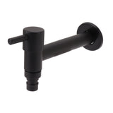 G1/2 Wall Mounted Cold Water Tap 304 Stainless Steel Single Handle Cold Faucet Bathroom Garden Faucet Tap Black for Washing Machine - Close-Up Angle