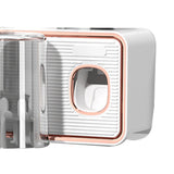 Toothbrush Shelf Drilling Free Toothbrush Holder Rack with Automatic Toothpaste Dispenser White