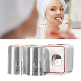 Toothbrush Shelf Drilling Free Toothbrush Holder Rack with Automatic Toothpaste Dispenser White