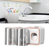 Toothbrush Shelf Drilling Free Toothbrush Holder Rack with Automatic Toothpaste Dispenser White