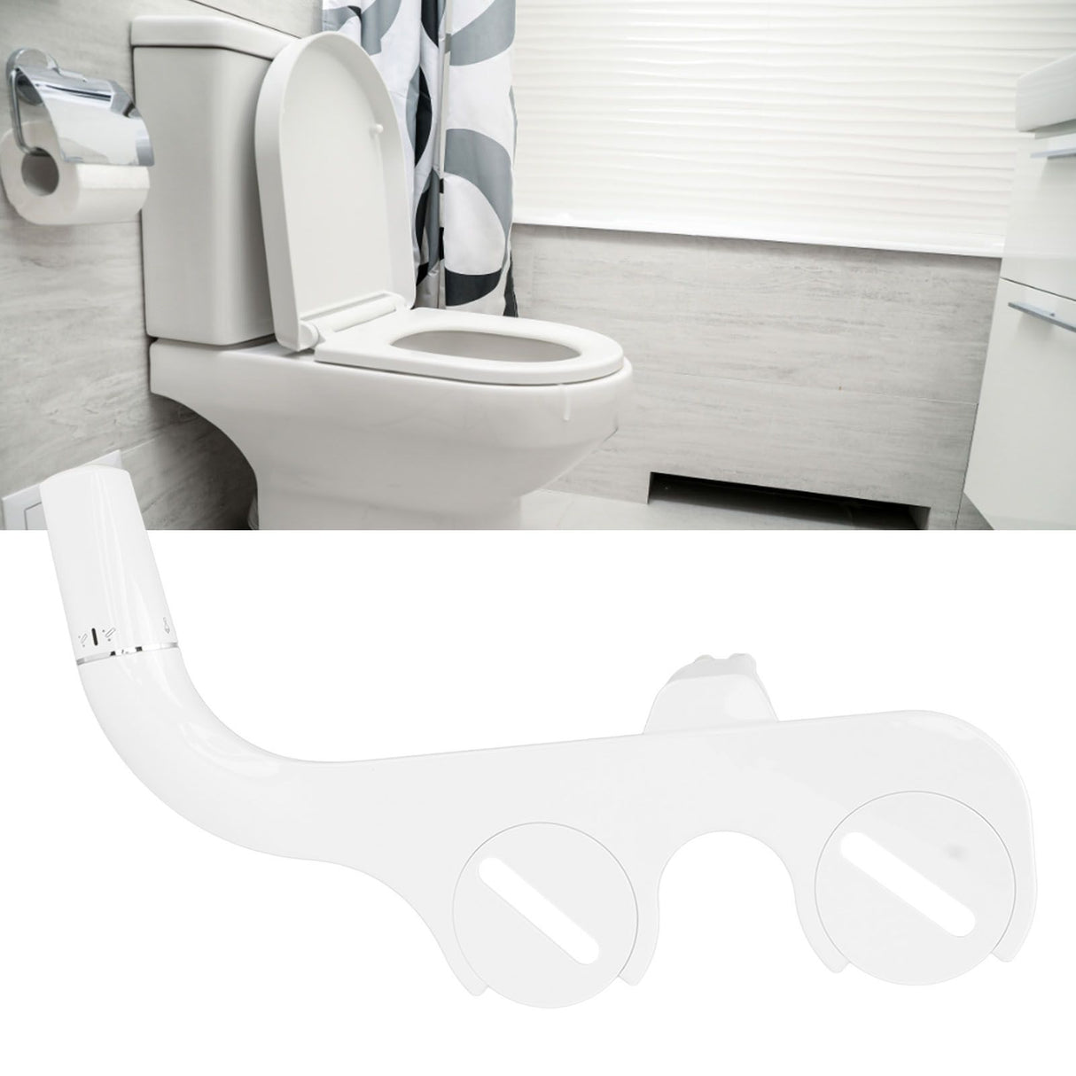 Slim Bidet 3/8 Copper Tee Non Electric Self Cleaning Dual Nozzle Toilet Attachment Hygienic Bidet for Feminine Wash White