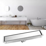 Linear Floor Drain Rectangular Prevent Clogging 304 Stainless Steel Long Shower Drain for Bathroom Kitchen