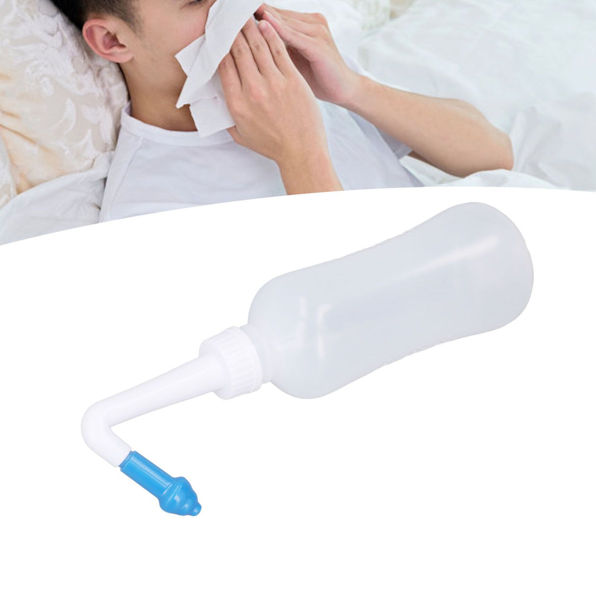 Nose Wash Cleaner 300ml Nasal Nose Wash Bottle for Household Adults Children Cleaning Blue Nose with Five Holes