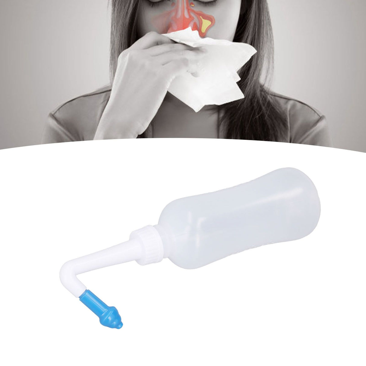 Nose Wash Cleaner 300ml Nasal Nose Wash Bottle for Household Adults Children Cleaning Blue Nose with Five Holes