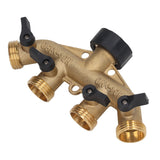 4 Way Water Splitter Brass Ball Valve Distributor for Garden Watering Agricultural Irrigation Car Washing US Style