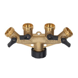 4 Way Water Splitter Brass Ball Valve Distributor for Garden Watering Agricultural Irrigation Car Washing US Style