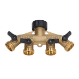 4 Way Water Splitter Brass Ball Valve Distributor for Garden Watering Agricultural Irrigation Car Washing US Style