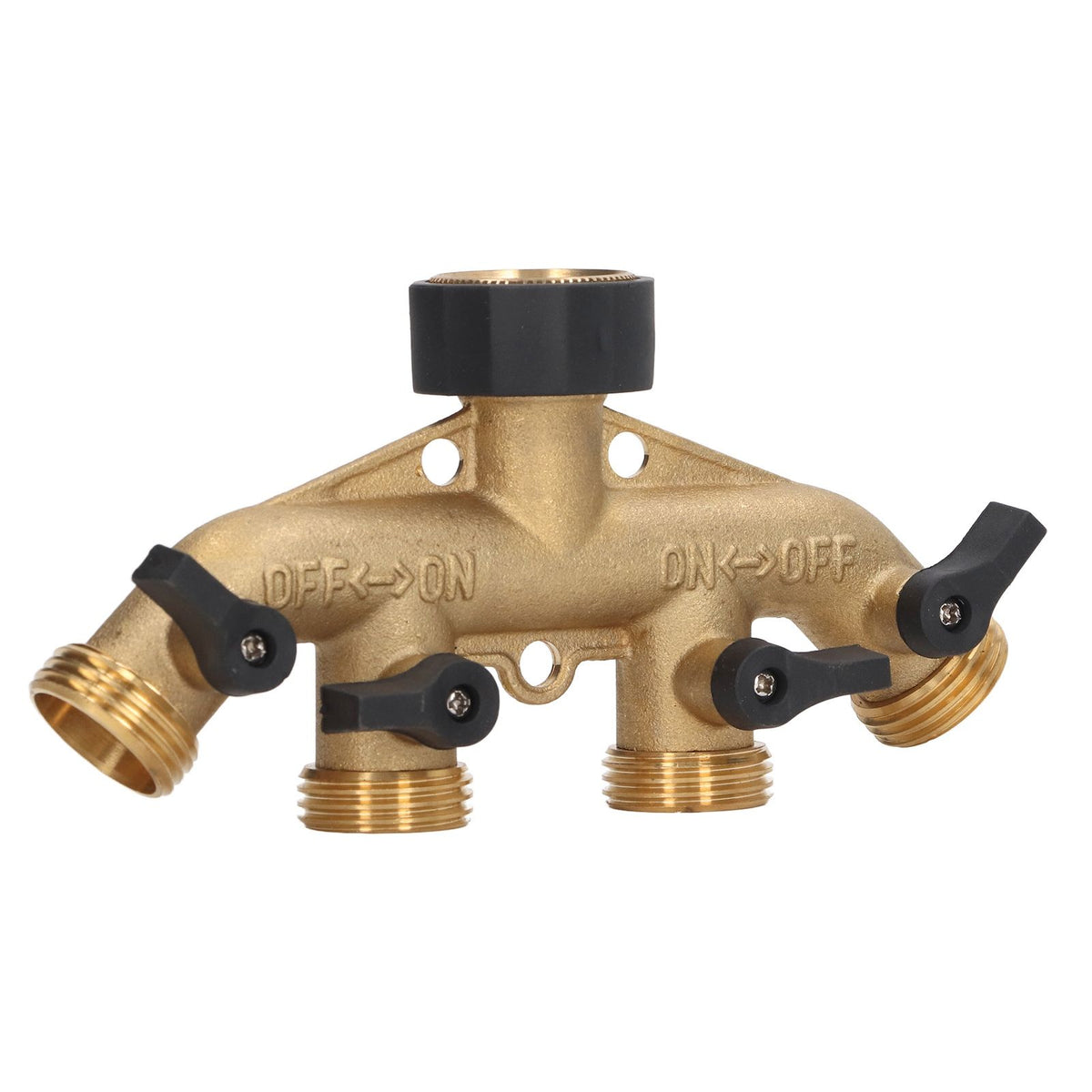 4 Way Water Splitter Brass Ball Valve Distributor for Garden Watering Agricultural Irrigation Car Washing US Style